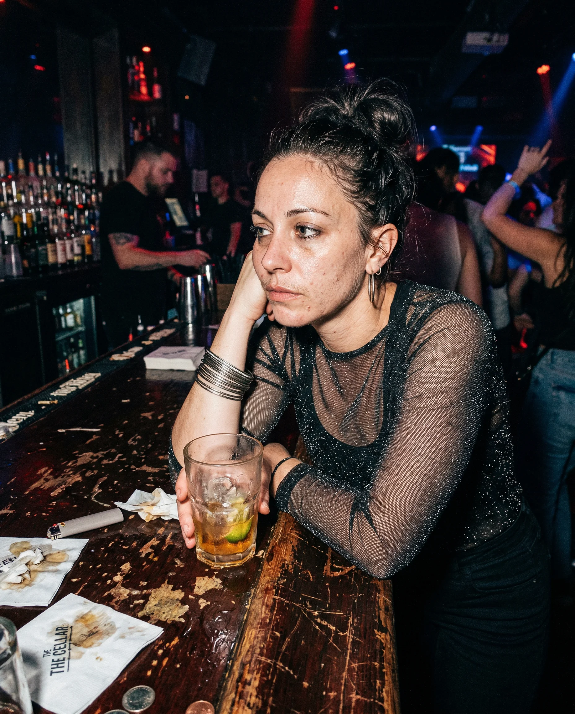 sticky club bar top candid